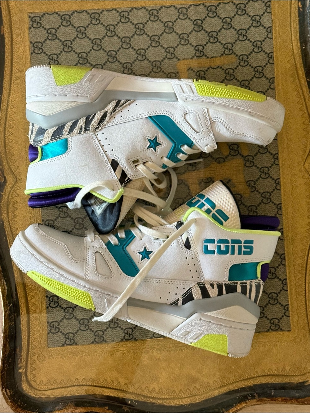 Converse x Just Don ERX-260 Mid Animal White Teal Sneakers Size 6Y- Women’s 7.5